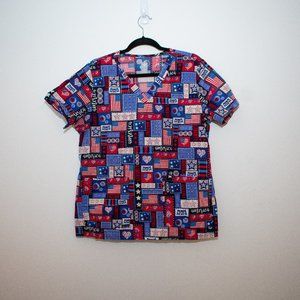 Med Couture XL USA Patriotic Scrub Nurse Doctor Pediatric Dental Scrubs